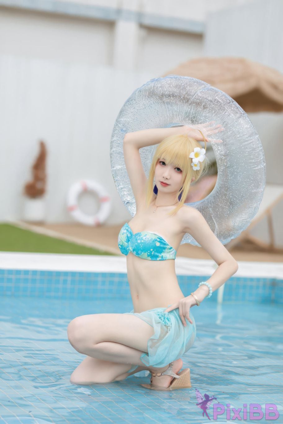 Cosplayer Fengjiang v FGO Saber swimsuit PixiBB.COM 013