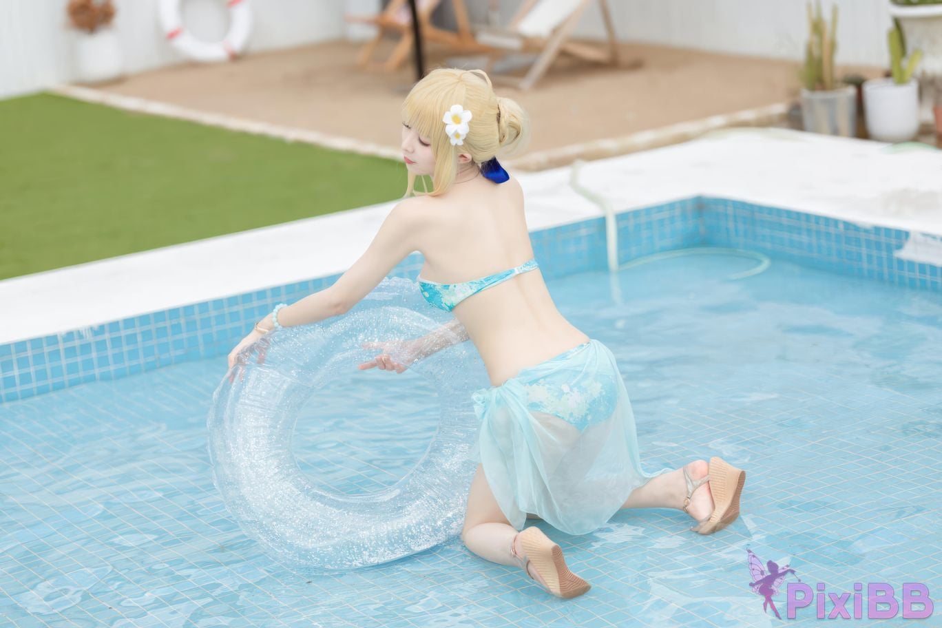 Cosplayer Fengjiang v FGO Saber swimsuit PixiBB.COM 016