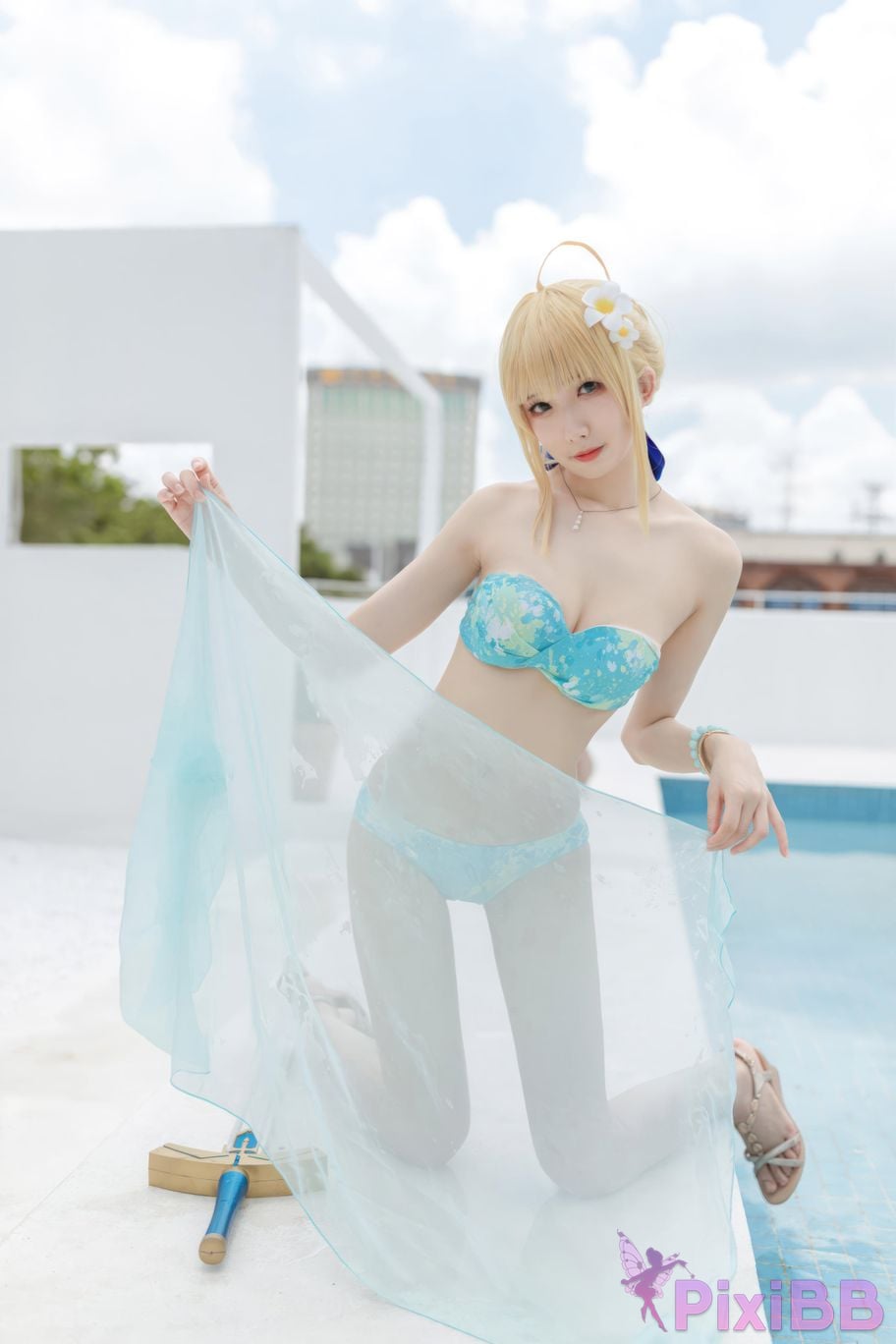 Cosplayer Fengjiang v FGO Saber swimsuit PixiBB.COM 019