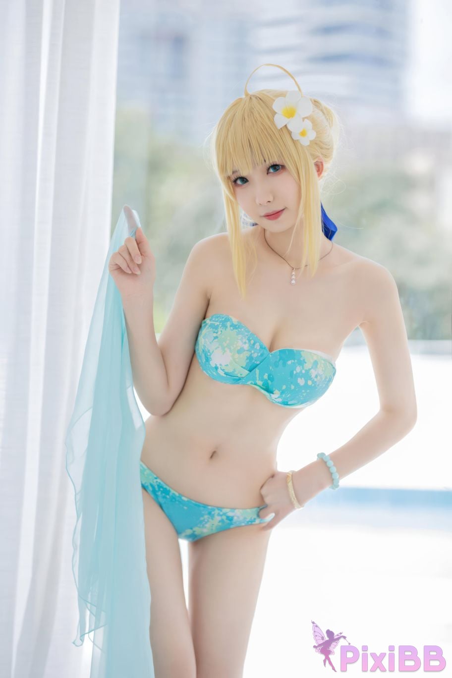 Cosplayer Fengjiang v FGO Saber swimsuit PixiBB.COM 023