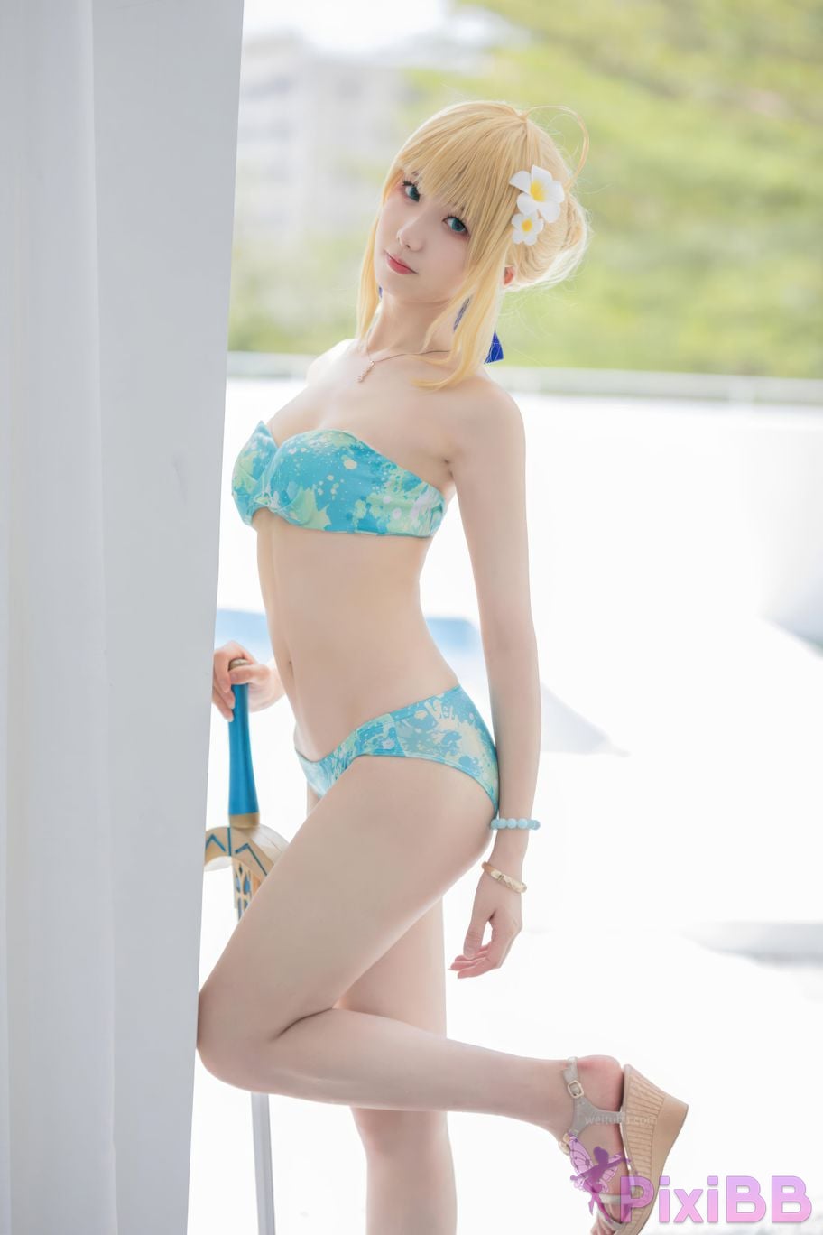Cosplayer Fengjiang v FGO Saber swimsuit PixiBB.COM 026