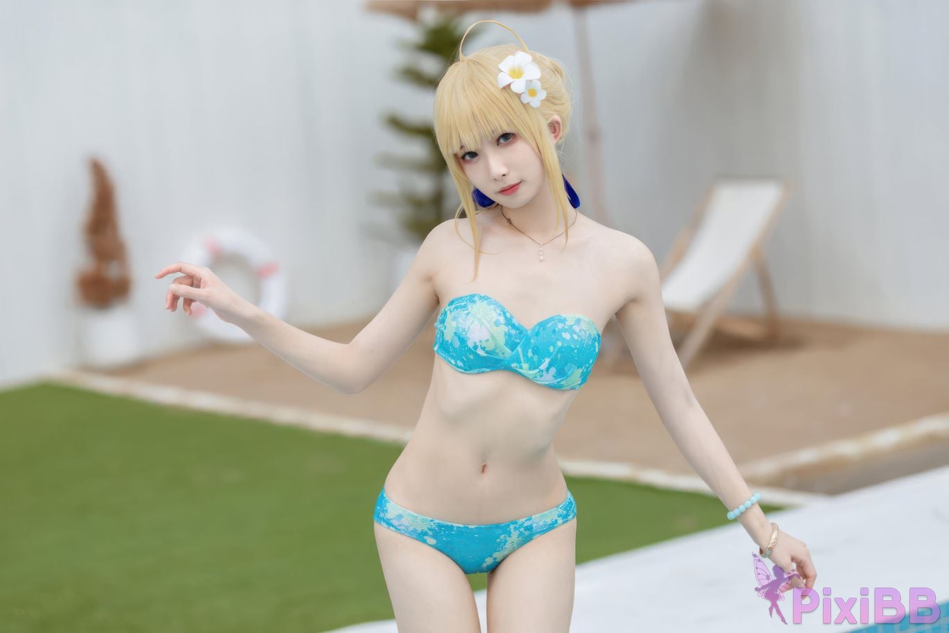 Cosplayer Fengjiang v FGO Saber swimsuit PixiBB.COM 037