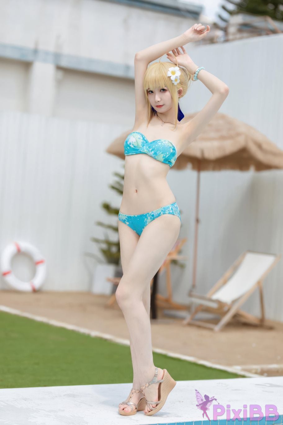Cosplayer Fengjiang v FGO Saber swimsuit PixiBB.COM 040