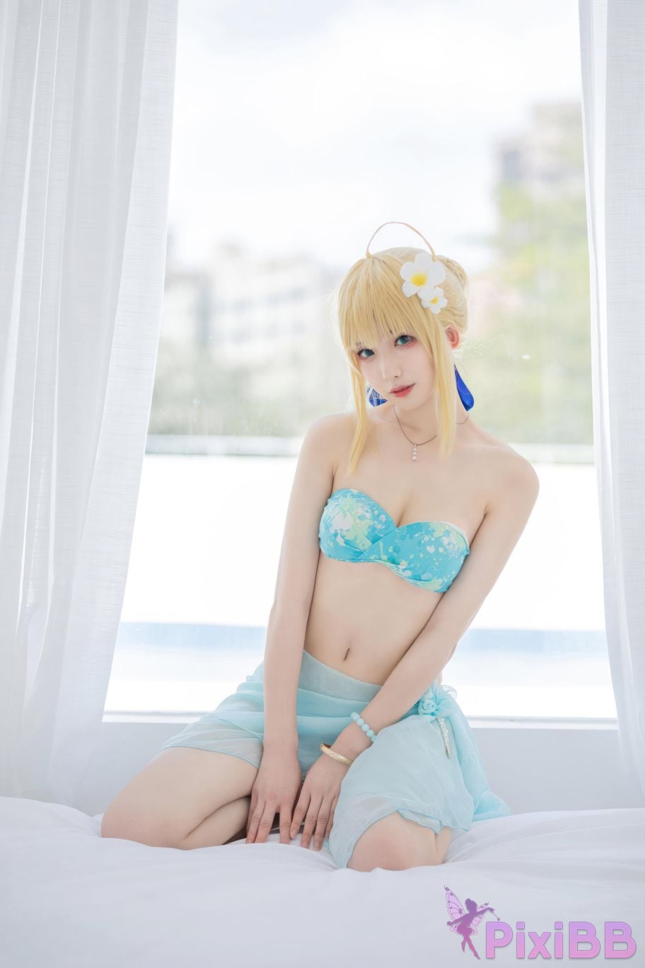 Cosplayer Fengjiang v FGO Saber swimsuit PixiBB.COM 041