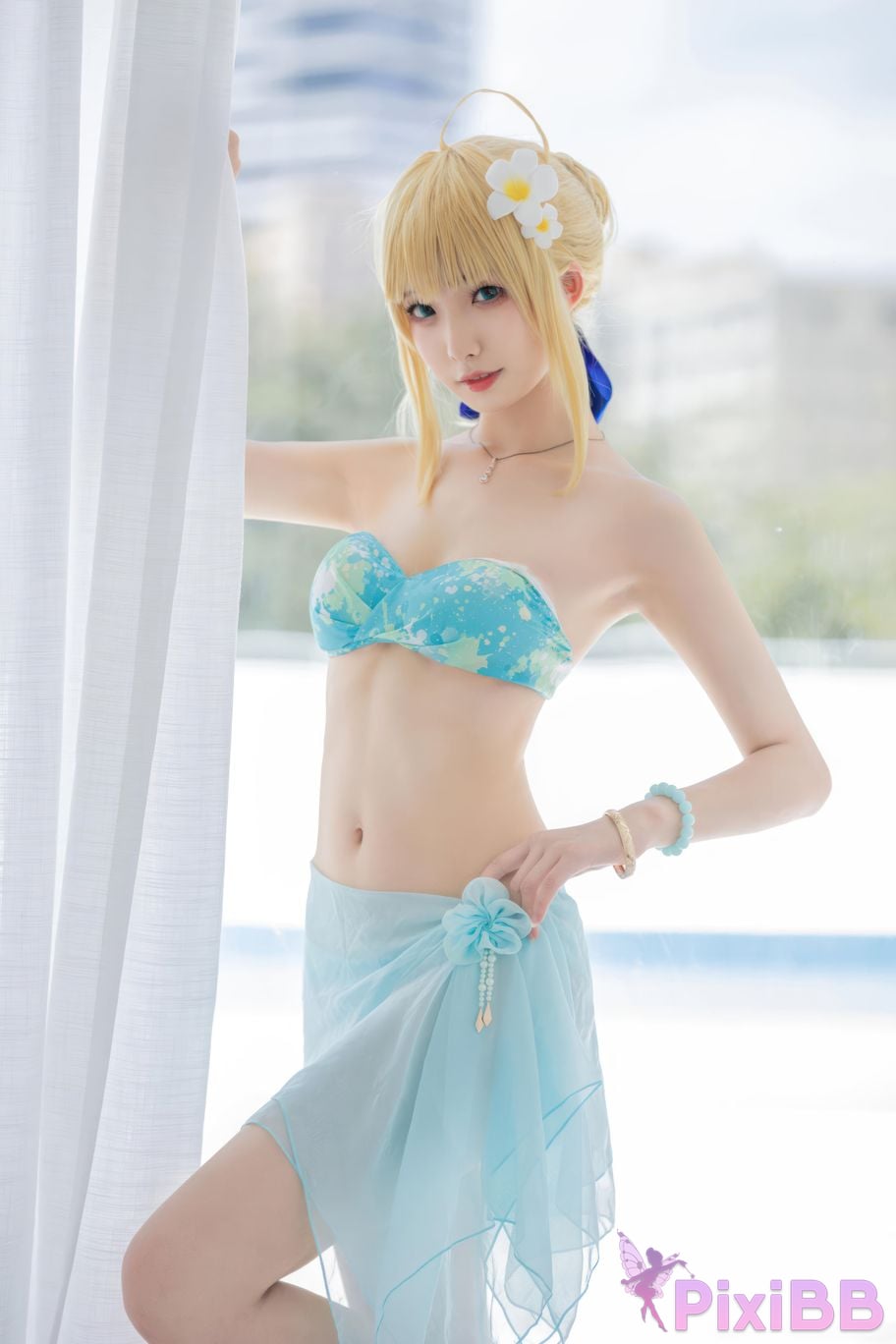 Cosplayer Fengjiang v FGO Saber swimsuit PixiBB.COM 043