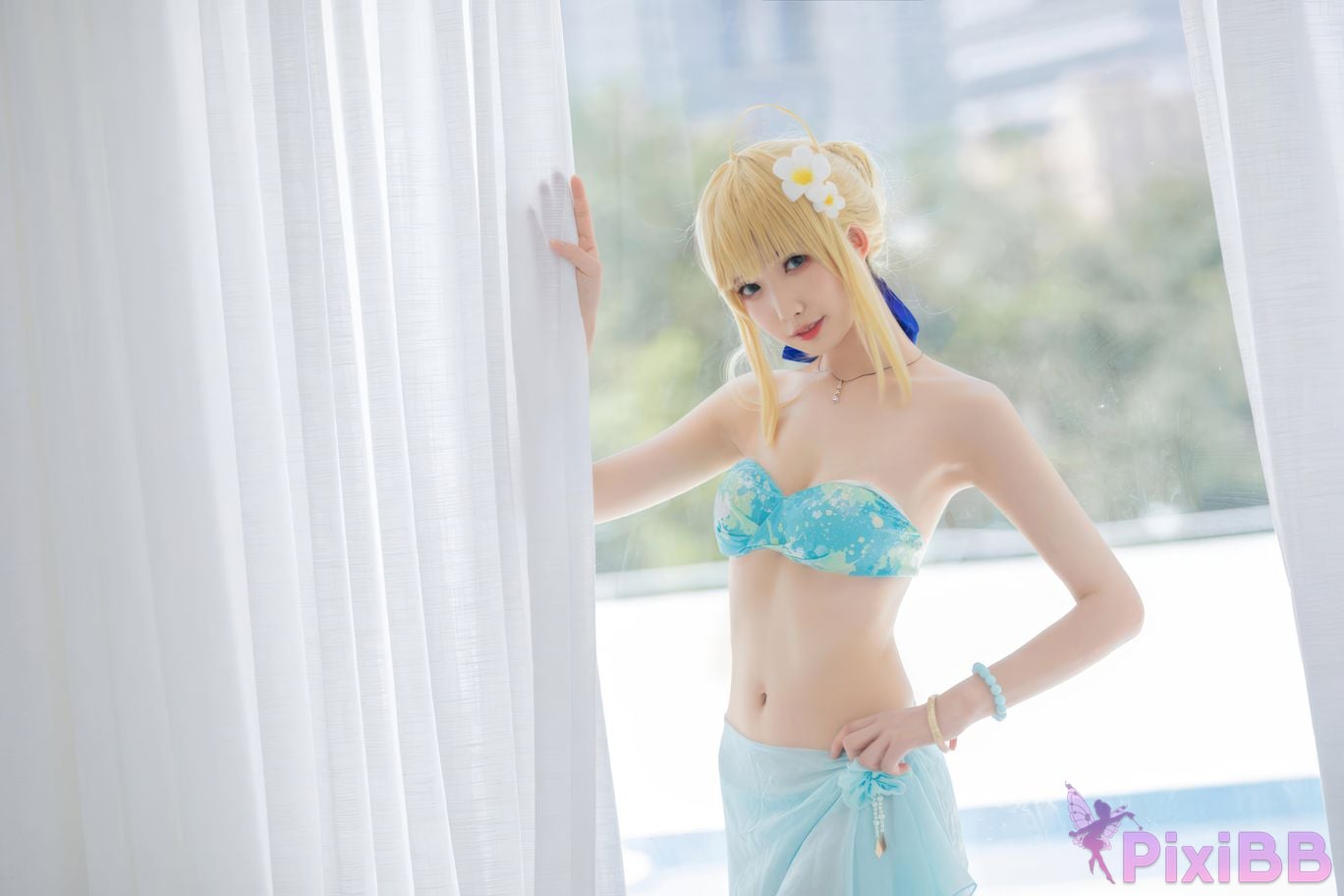 Cosplayer Fengjiang v FGO Saber swimsuit PixiBB.COM 044