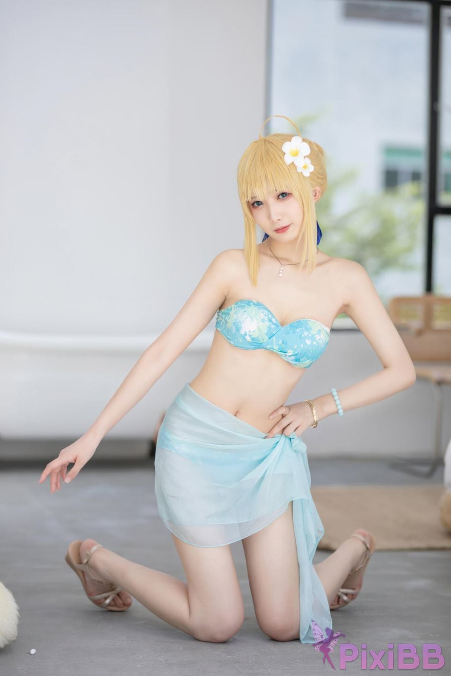 Cosplayer Fengjiang v FGO Saber swimsuit PixiBB.COM 047