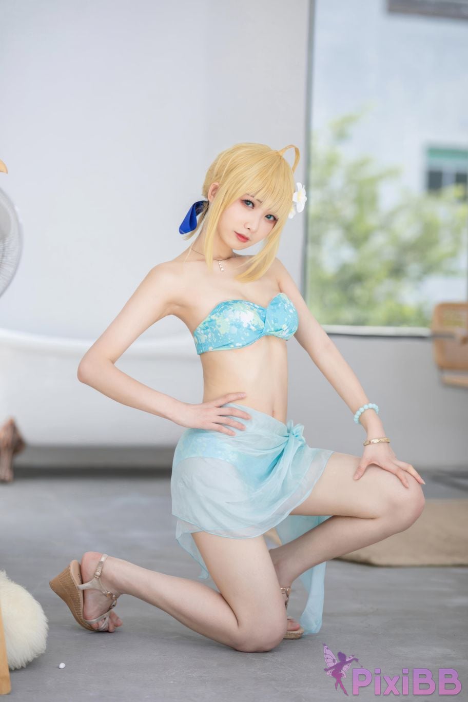 Cosplayer Fengjiang v FGO Saber swimsuit PixiBB.COM 048