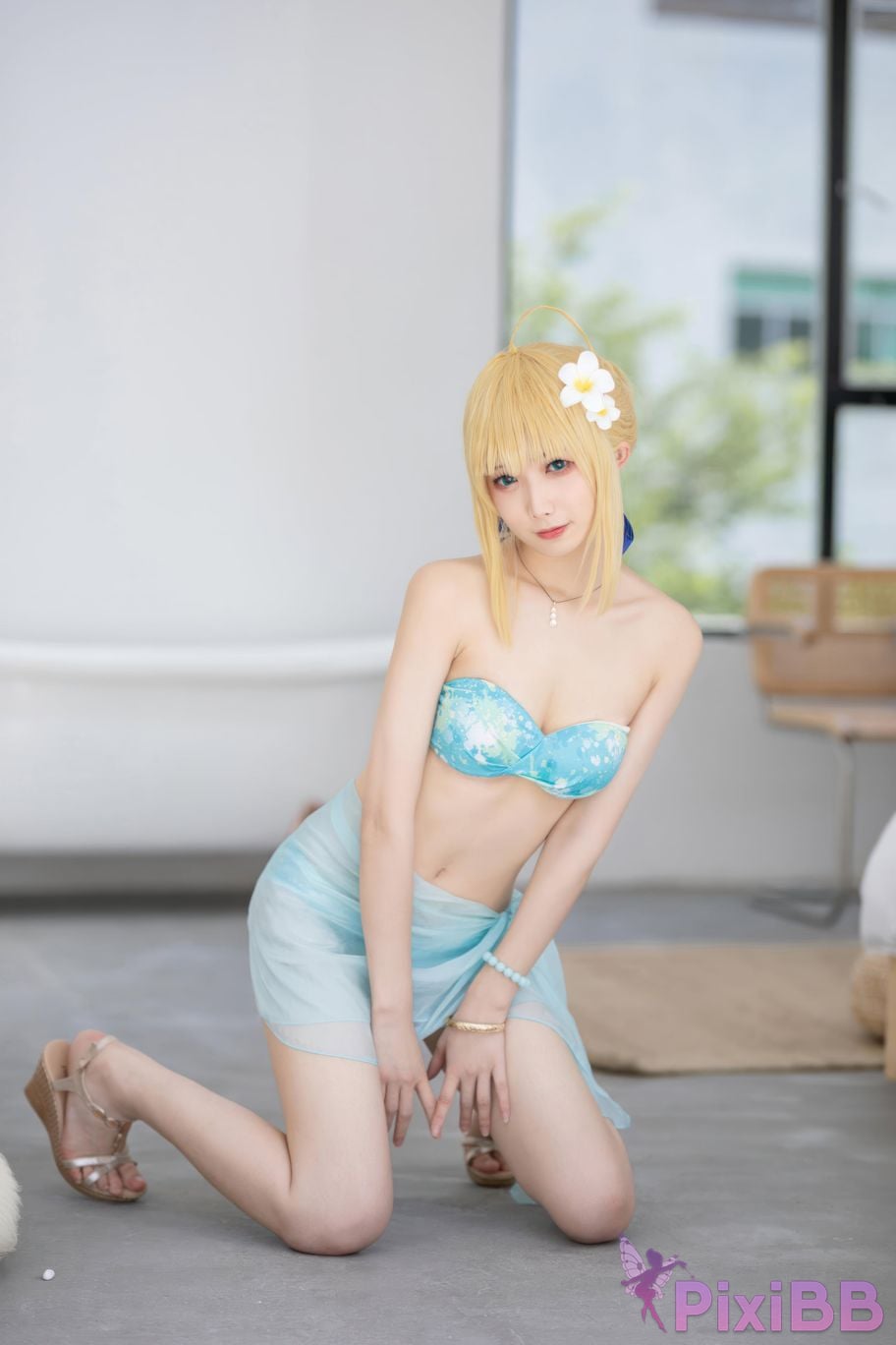 Cosplayer Fengjiang v FGO Saber swimsuit PixiBB.COM 049