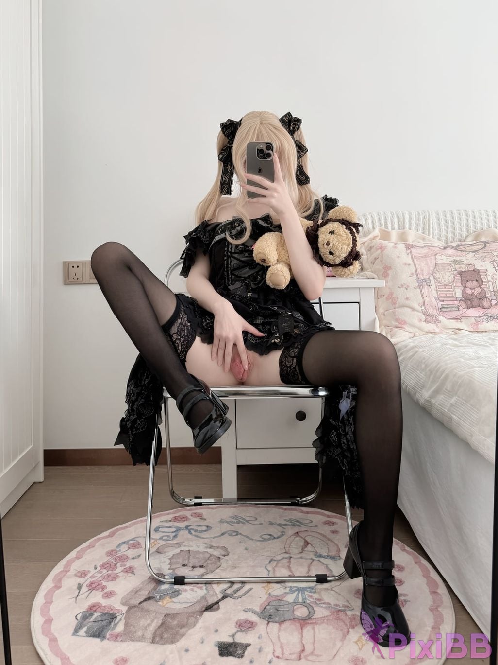 OtherXXX 18jkpeach Fairy peach a sweet JK Masturbating and squirting in black stockings PixiBB.COM 004