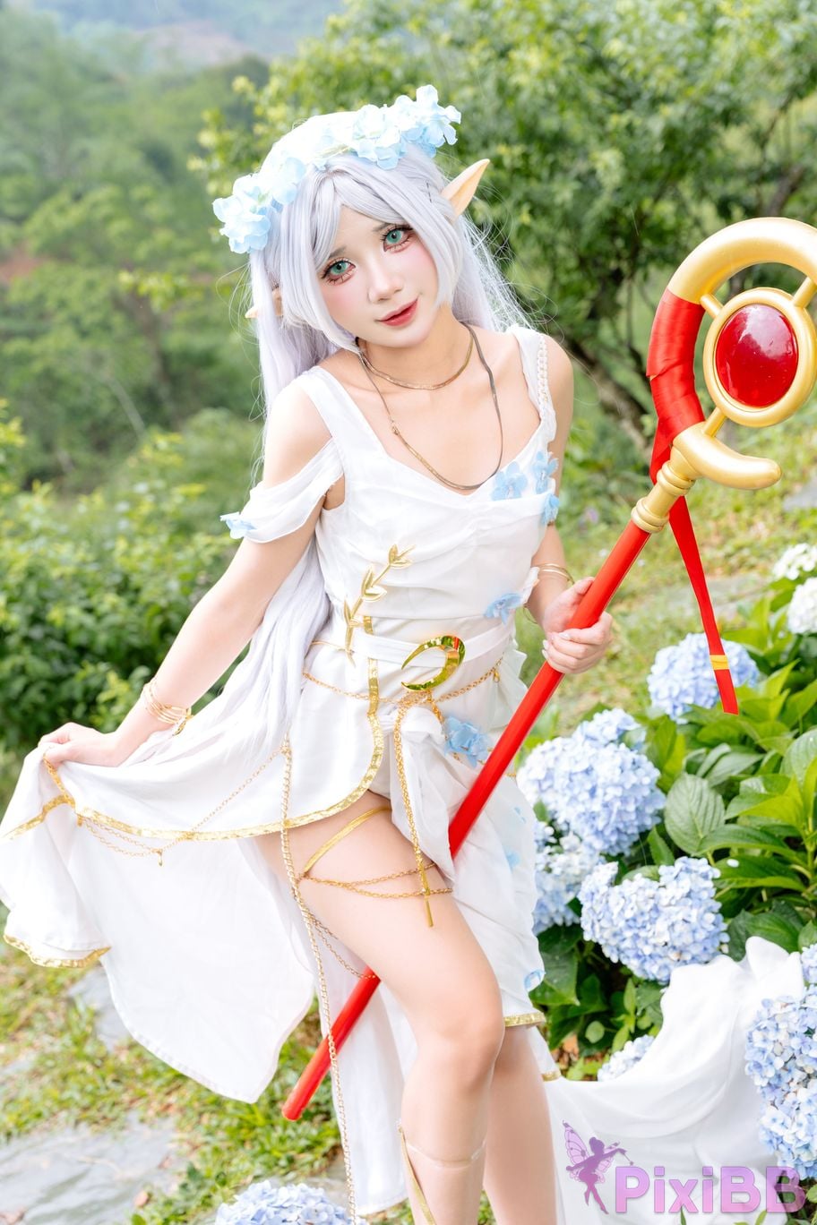 Cosplay PoppaChan Frieren Blue Valley Dress PixiBB.COM 001
