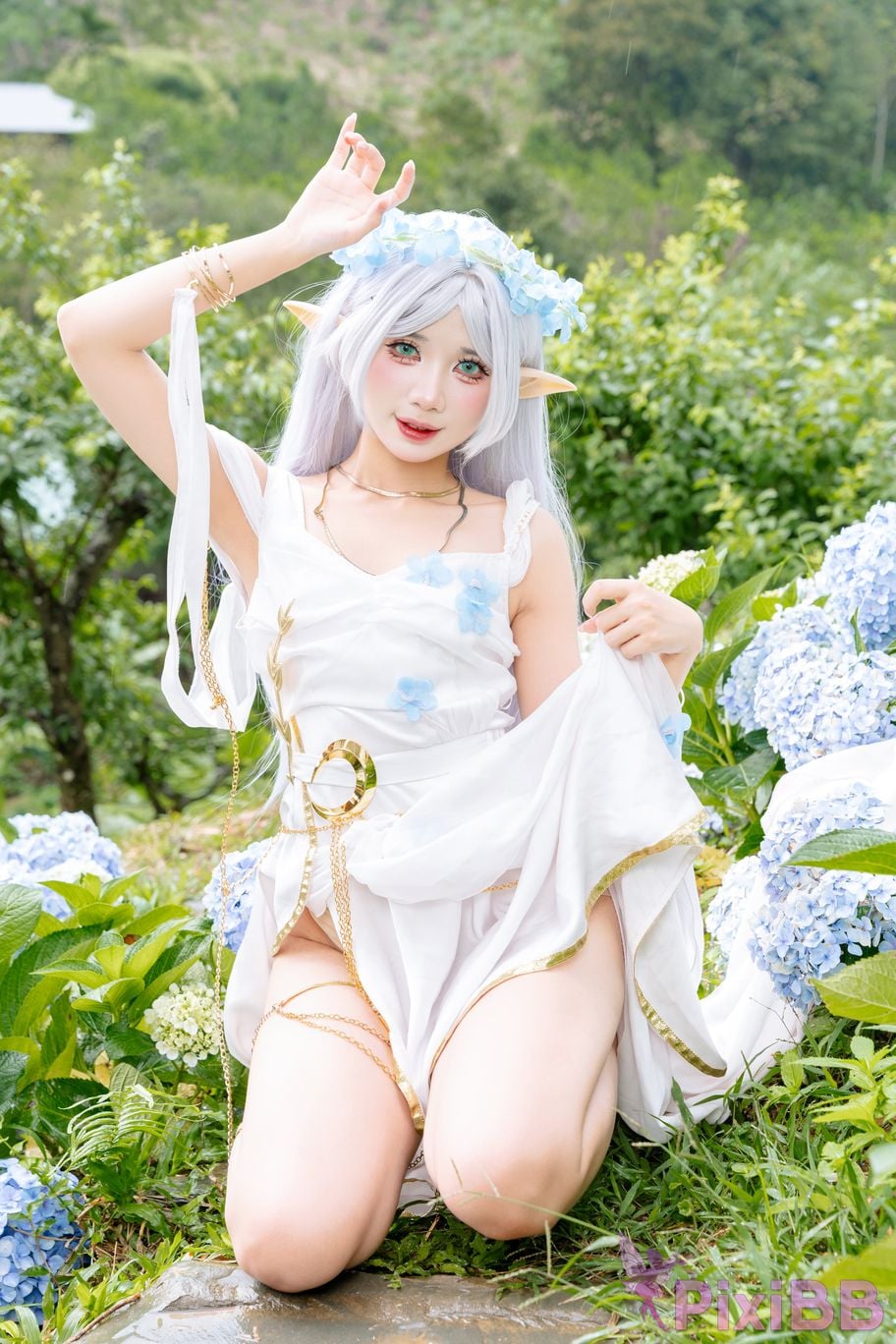 Cosplay PoppaChan Frieren Blue Valley Dress PixiBB.COM 003