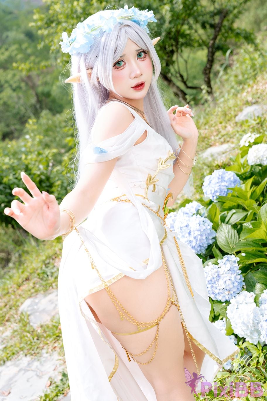 Cosplay PoppaChan Frieren Blue Valley Dress PixiBB.COM 006