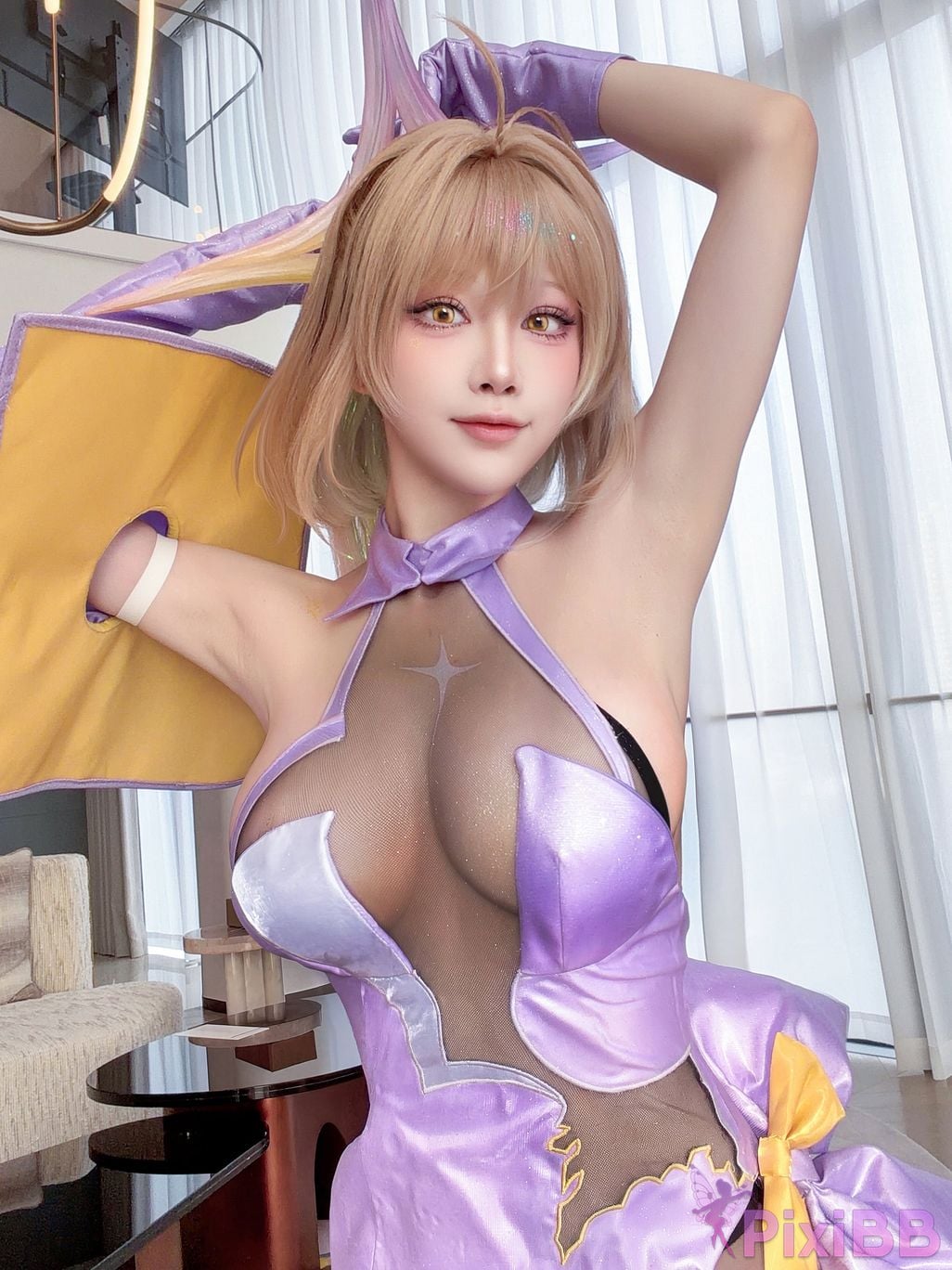 Cosplayer shuimiao Aqua Nikke goddess of victory Anis superstar starlight selfie PixiBB.COM 002