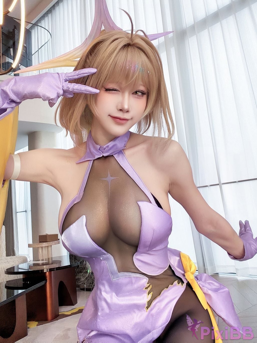 Cosplayer shuimiao Aqua Nikke goddess of victory Anis superstar starlight selfie PixiBB.COM 010