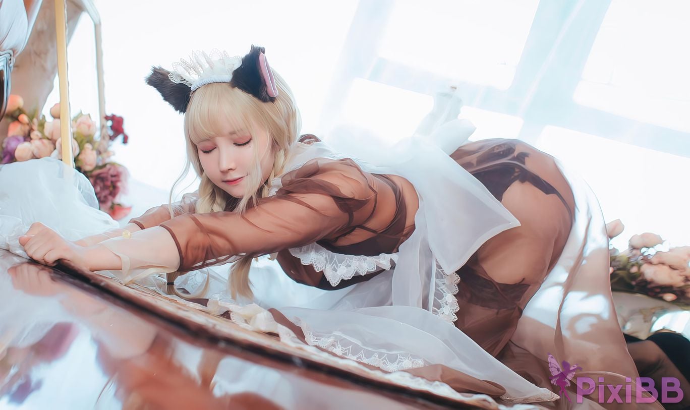 Cosplayer Mimi Hanyu A Thousand Catnip transparent maid PixiBB.COM 005