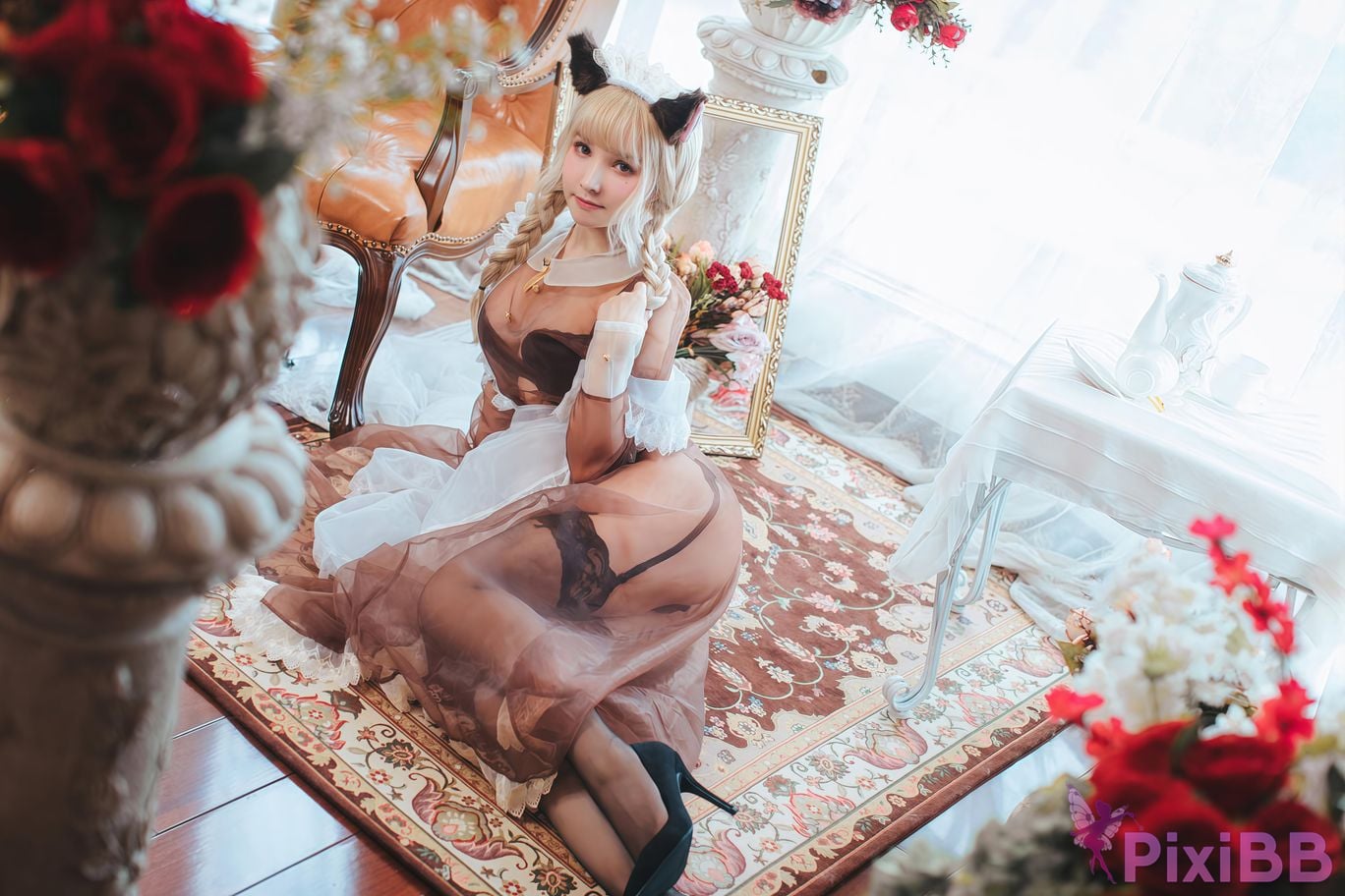 Cosplayer Mimi Hanyu A Thousand Catnip transparent maid PixiBB.COM 011