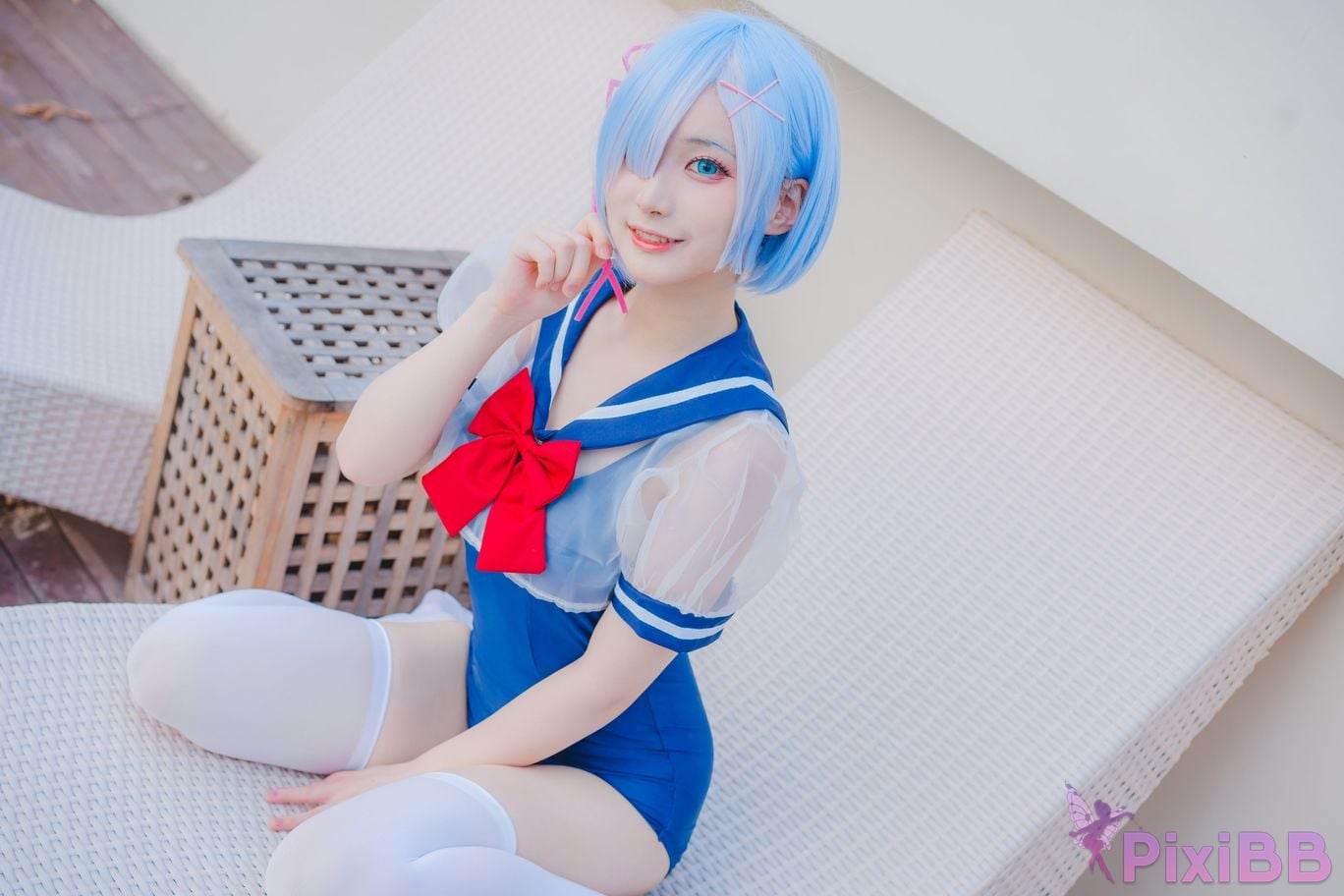 Cosplay Youmeko Rem Swimsuit PixiBB.COM 001
