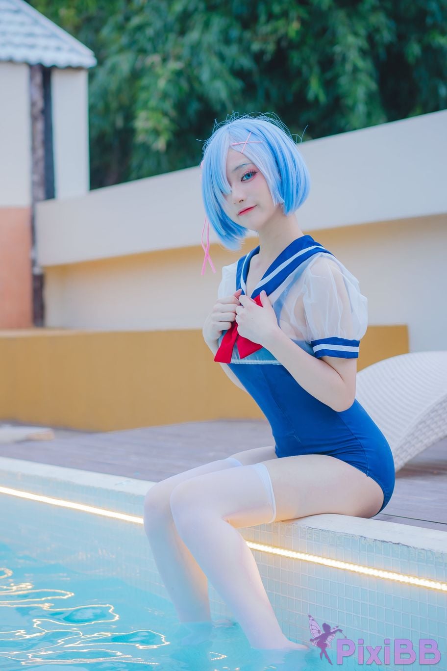Cosplay Youmeko Rem Swimsuit PixiBB.COM 004