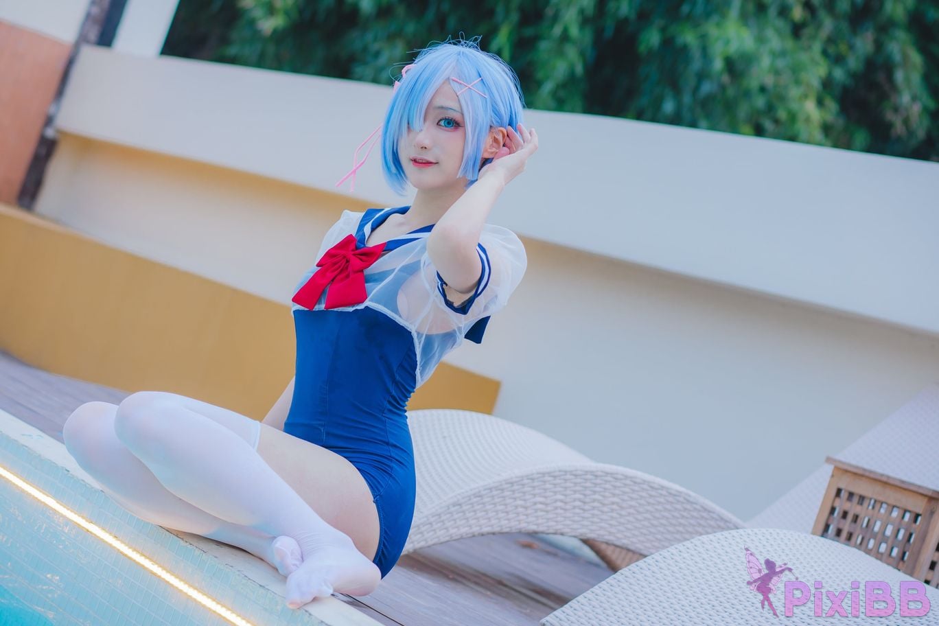 Cosplay Youmeko Rem Swimsuit PixiBB.COM 005