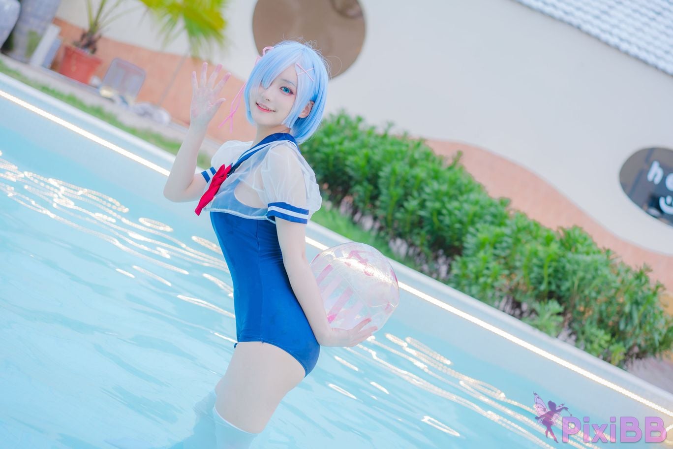 Cosplay Youmeko Rem Swimsuit PixiBB.COM 007