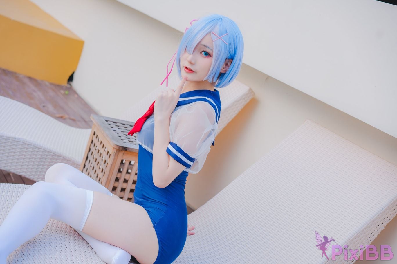 Cosplay Youmeko Rem Swimsuit PixiBB.COM 008