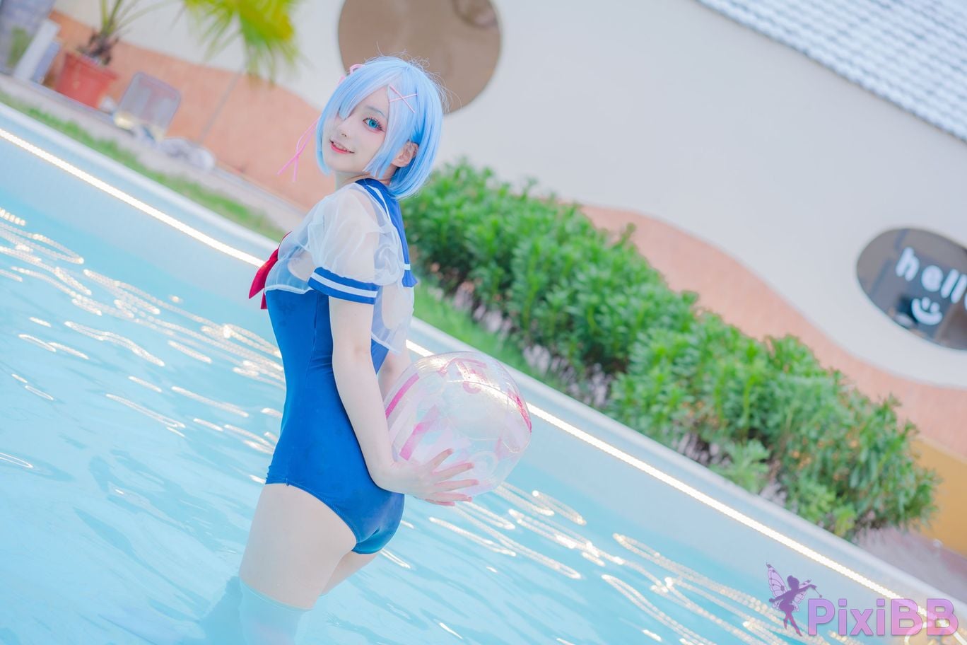 Cosplay Youmeko Rem Swimsuit PixiBB.COM 009