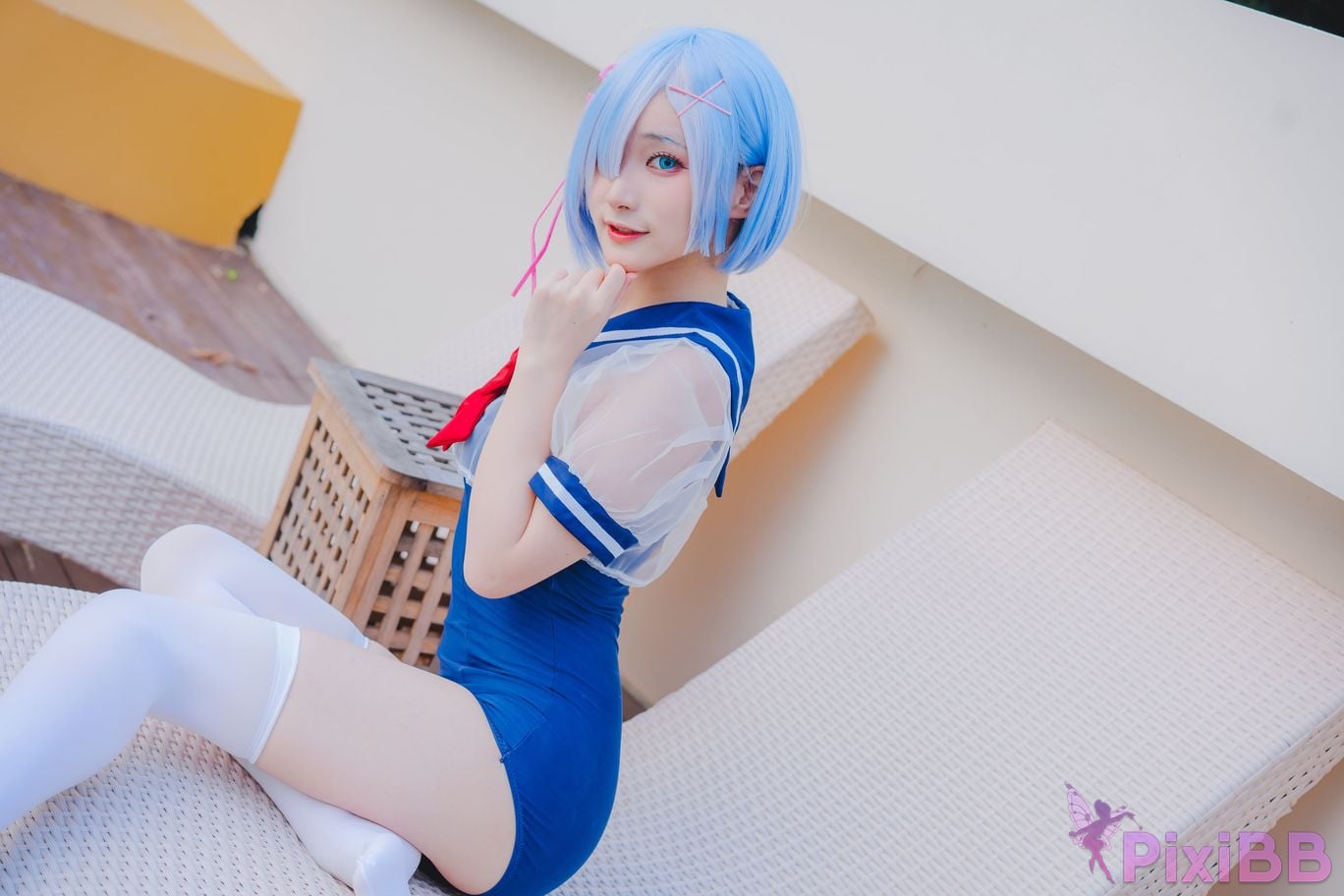 Cosplay Youmeko Rem Swimsuit PixiBB.COM 012