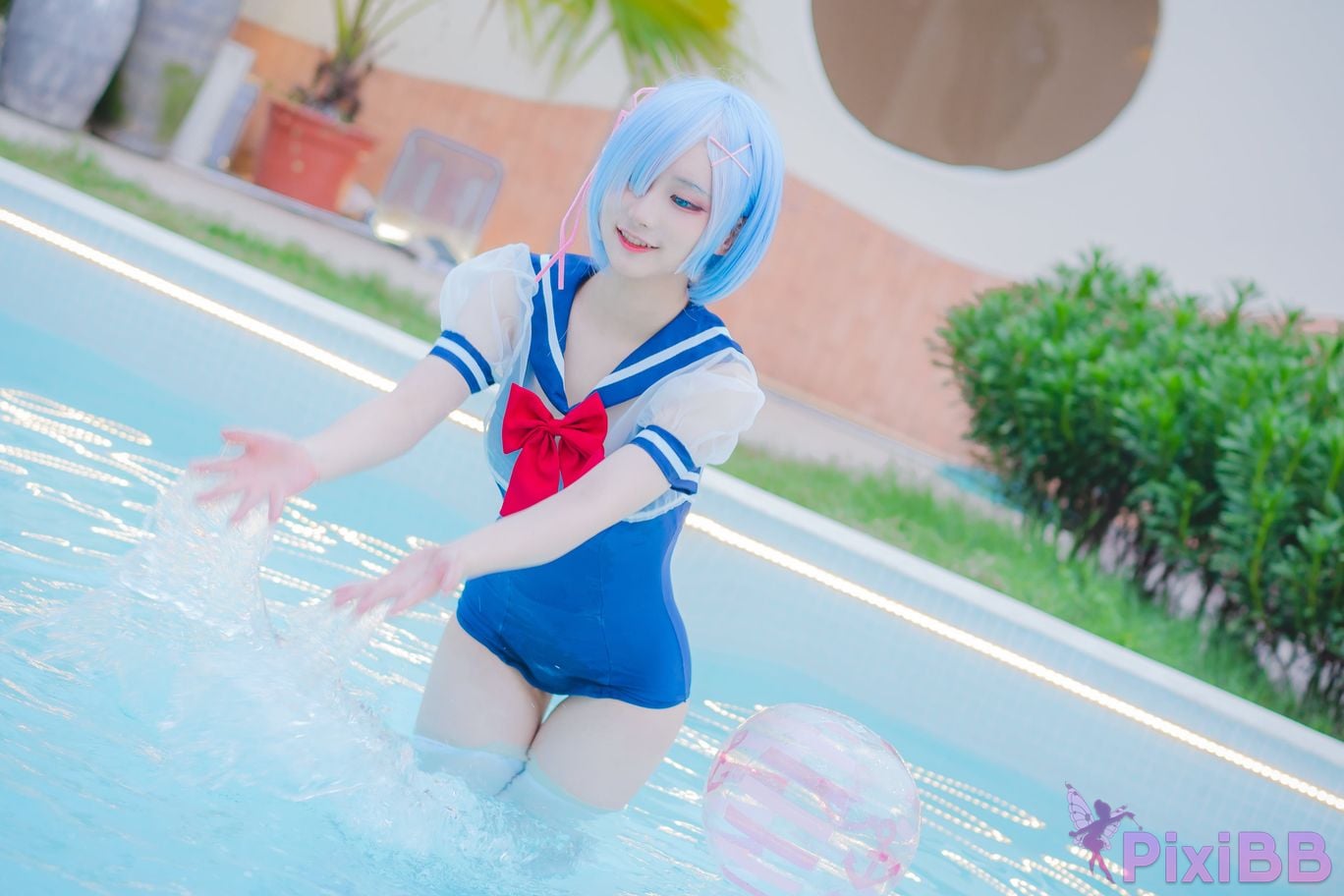 Cosplay Youmeko Rem Swimsuit PixiBB.COM 014