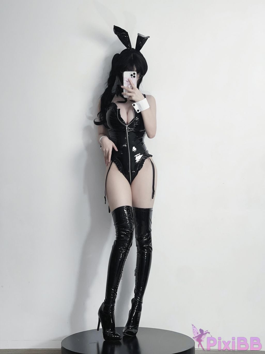 Cosplay You Ai Youmeko Black patent leather high heels bunny girl PixiBB.COM 001