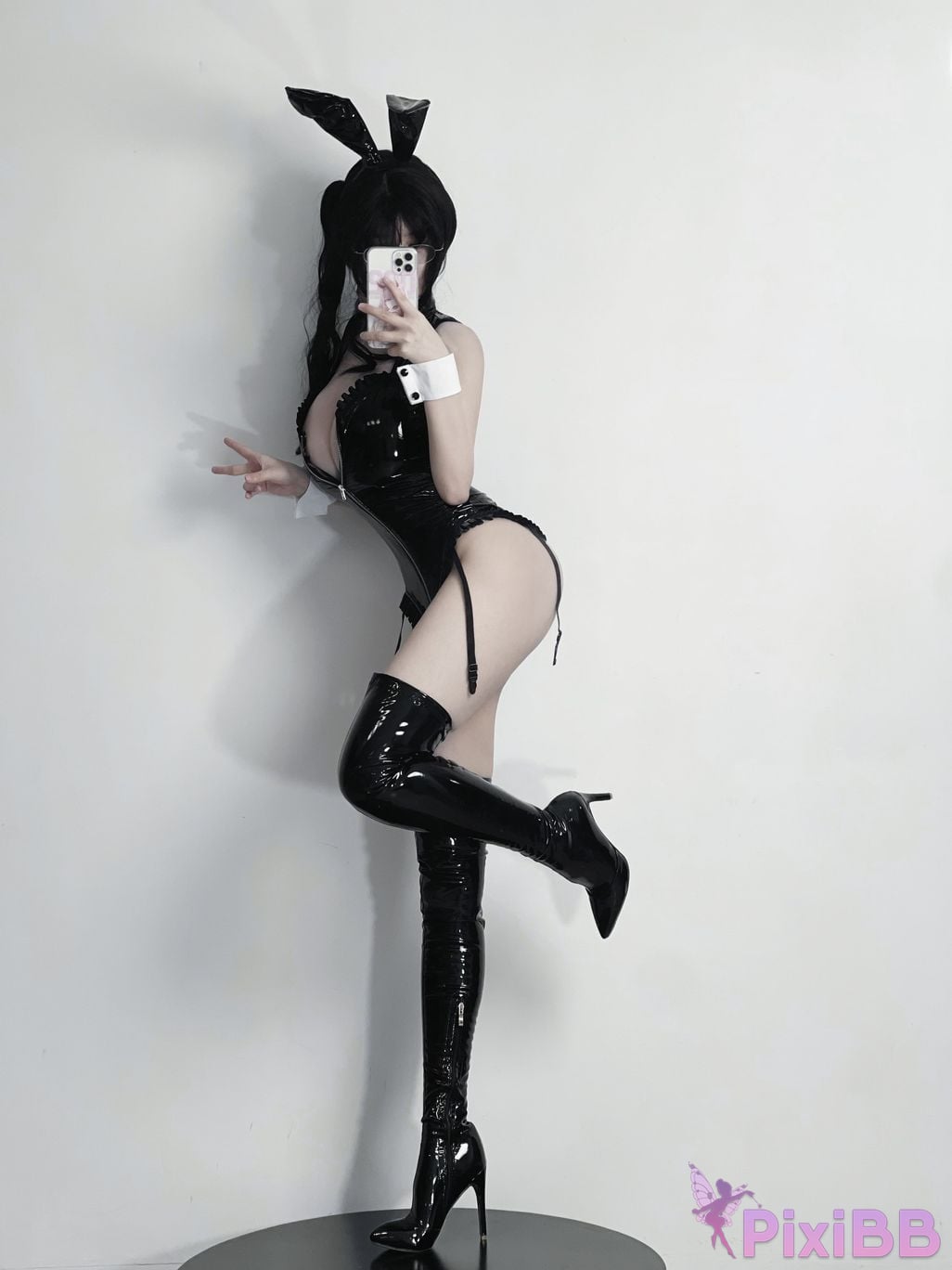 Cosplay You Ai Youmeko Black patent leather high heels bunny girl PixiBB.COM 012