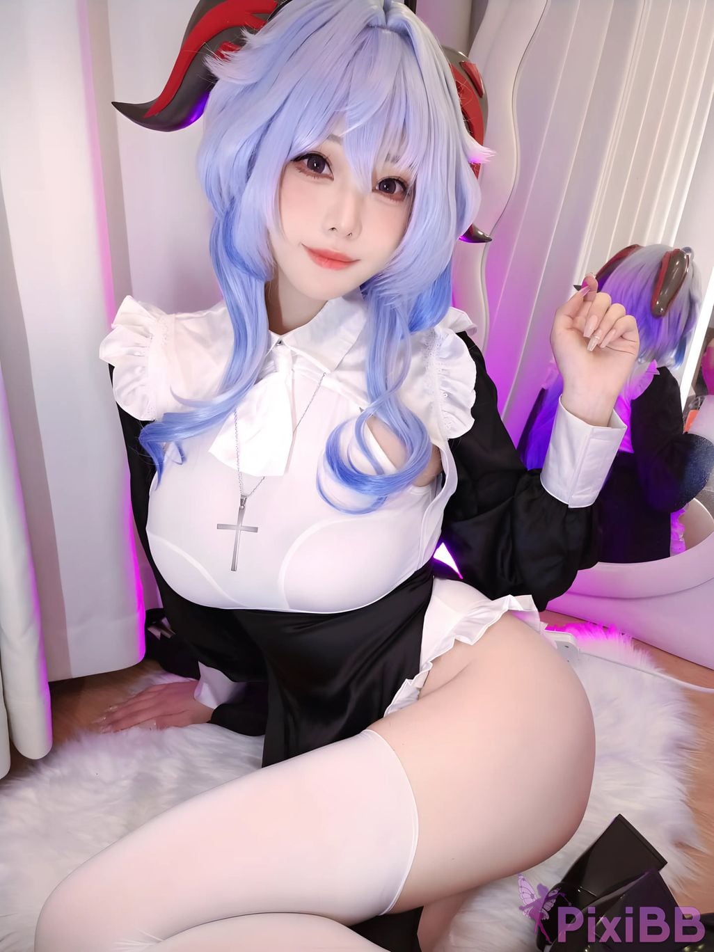 Cosplayer honey cat fur Genshin Sister Ganyu PixiBB.COM 035