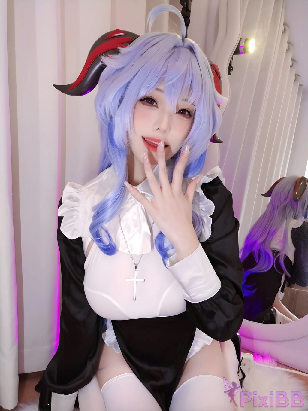 Cosplayer honey cat fur Genshin Sister Ganyu PixiBB.COM 036