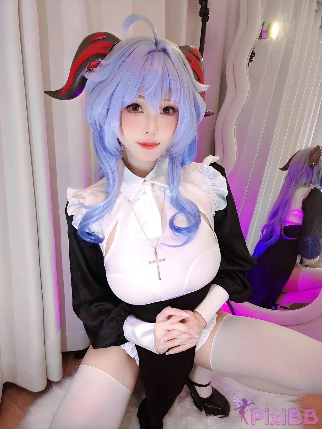 Cosplayer honey cat fur Genshin Sister Ganyu PixiBB.COM 038