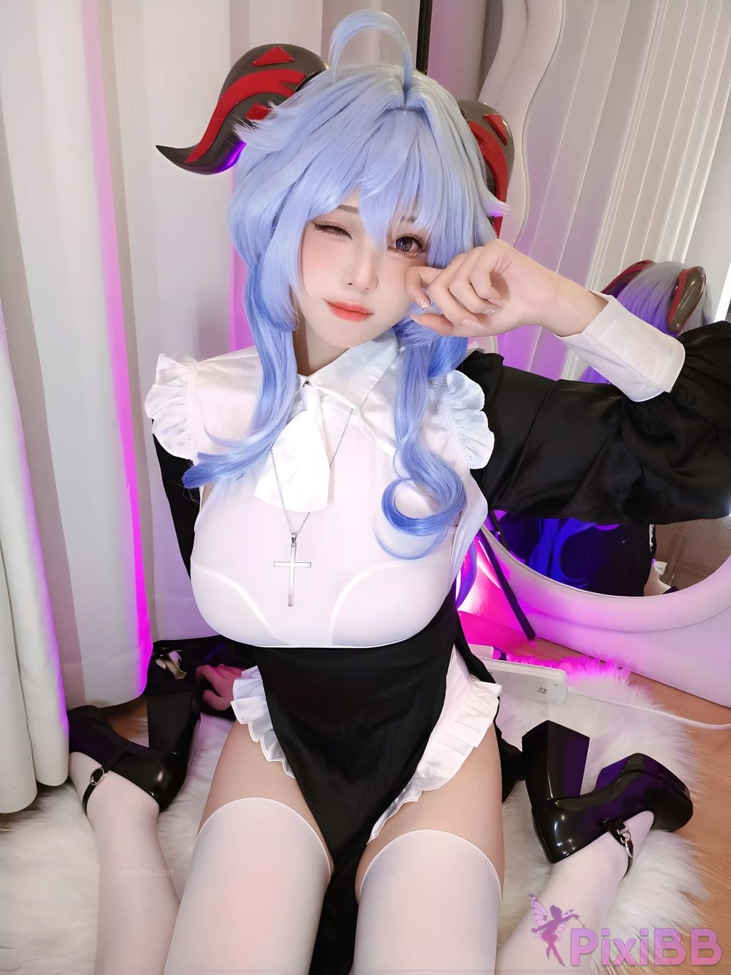 Cosplayer honey cat fur Genshin Sister Ganyu PixiBB.COM 039