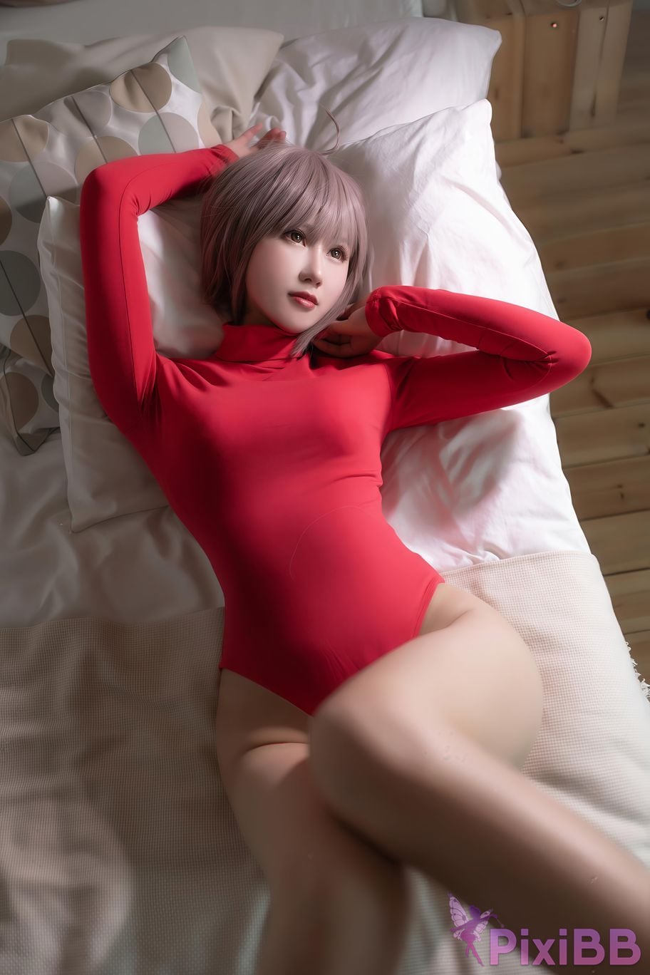 Cosplayer Mimi Hanyu private red sweater PixiBB.COM 010