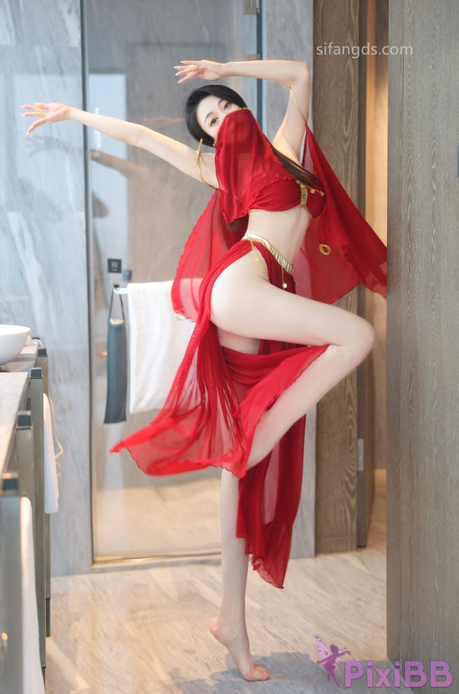 XR Uncensored Qingmiao R18 XIUREN Model Red dance skirt S PixiBB.COM 004.JPG