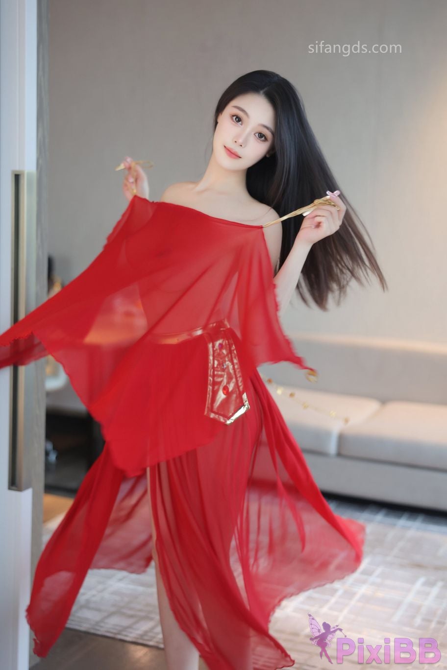 XR Uncensored Qingmiao R18 XIUREN Model Red dance skirt S PixiBB.COM 072.JPG