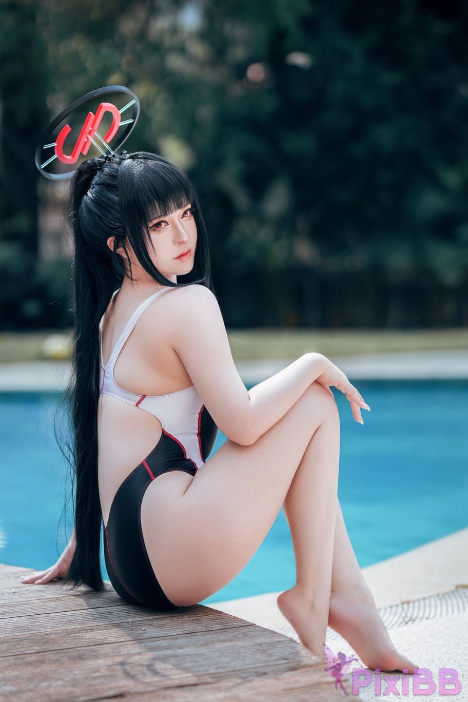 Cosplayer Half son Blue Archive Rion Moon uniform competitive swimming PixiBB.COM 028