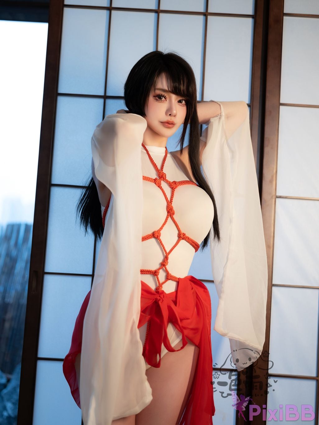 Cosplayer One color rain shrine maiden PixiBB.COM 008
