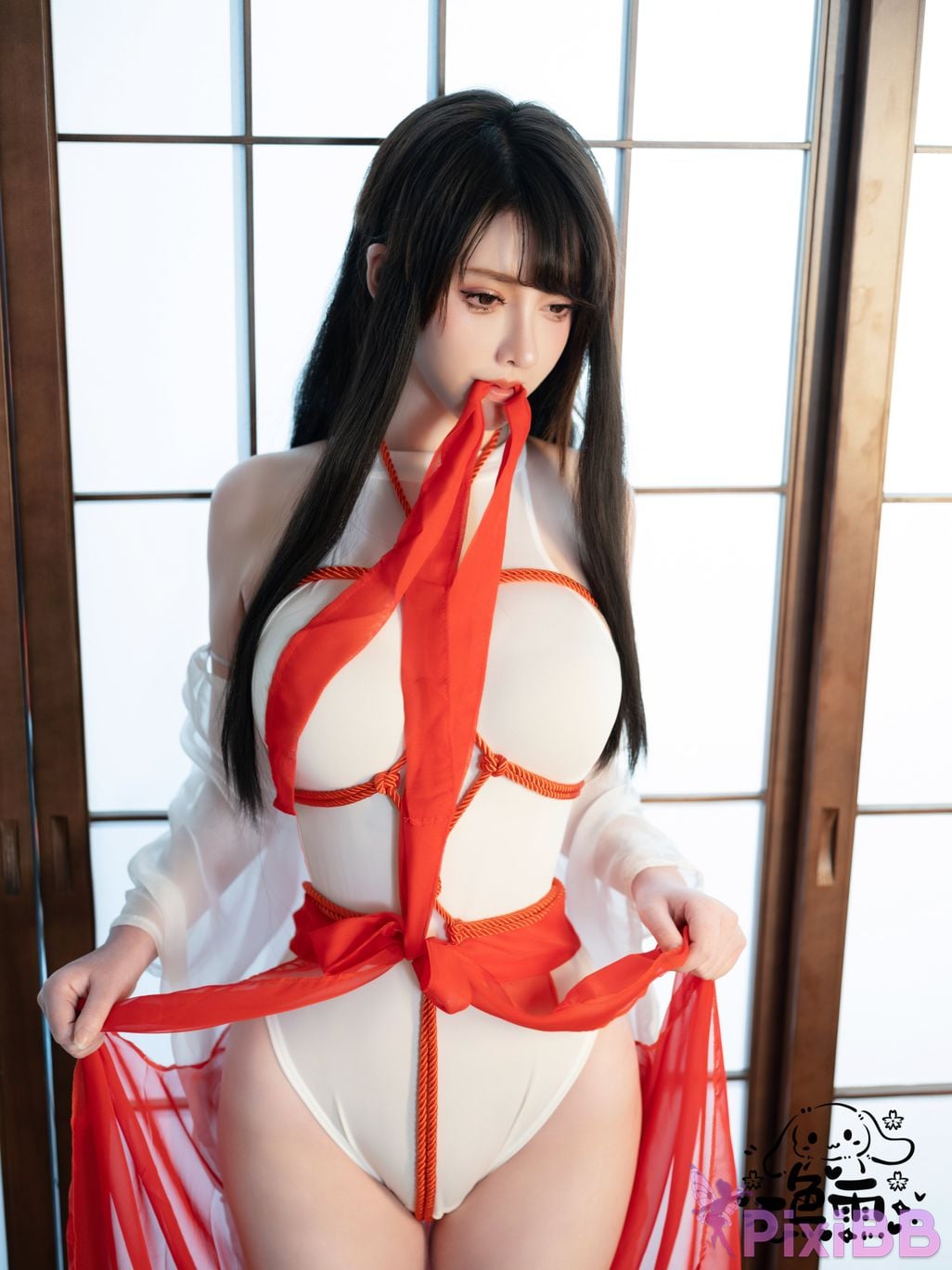 Cosplayer One color rain shrine maiden PixiBB.COM 018