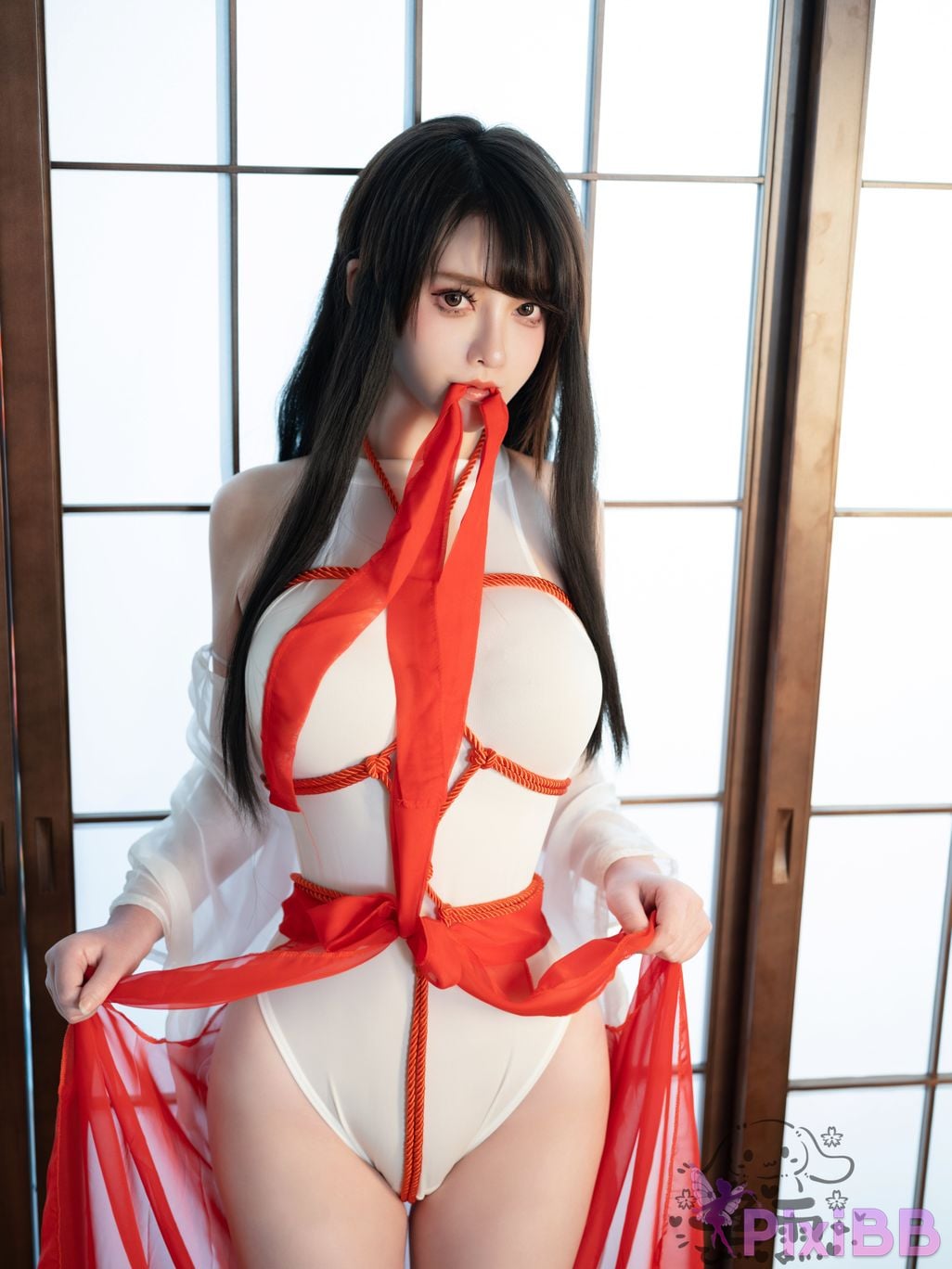 Cosplayer One color rain shrine maiden PixiBB.COM 019