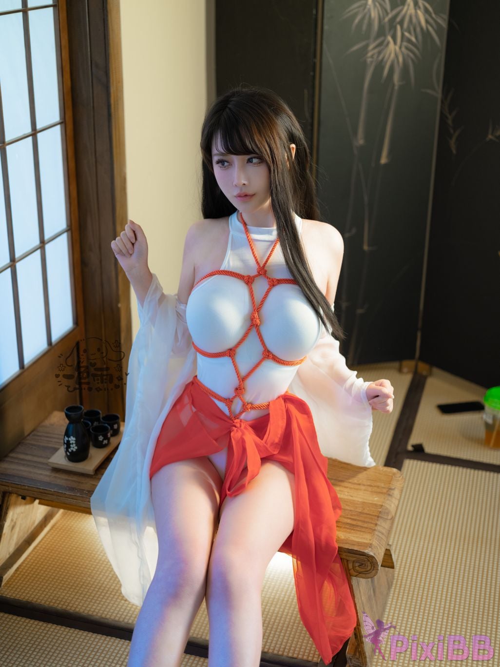 Cosplayer One color rain shrine maiden PixiBB.COM 026