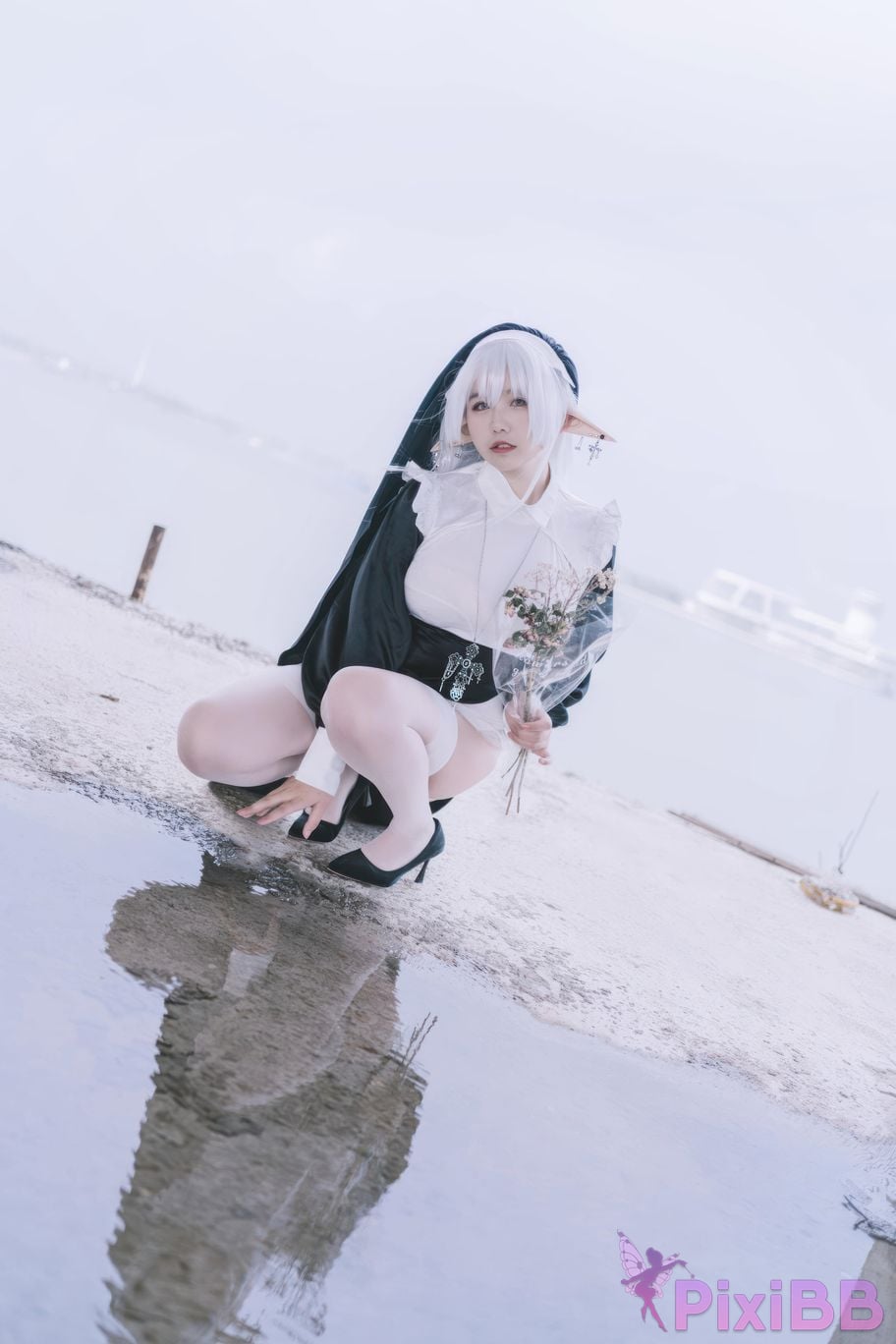 Cosplayer Ah Ban is very happy today elf nun PixiBB.COM 002