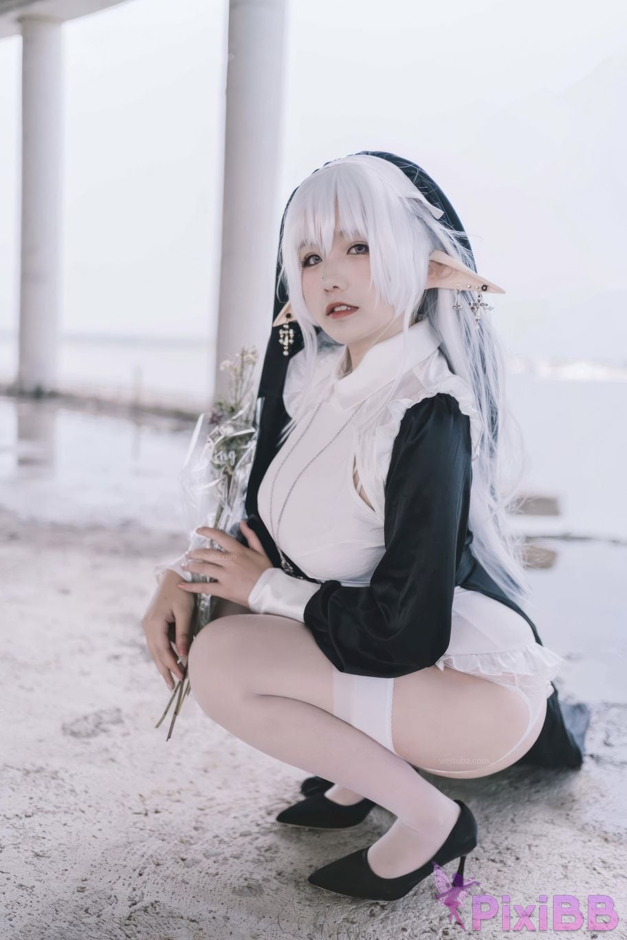 Cosplayer Ah Ban is very happy today elf nun PixiBB.COM 003