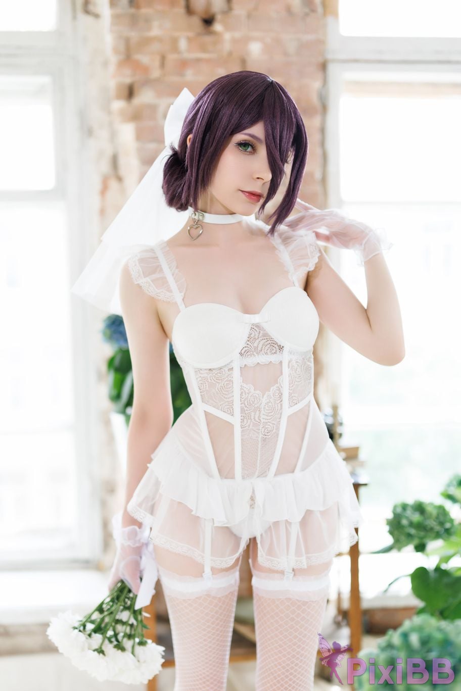 Cosplayer OwlLit chainsaw man Lesse wedding dress PixiBB.COM 005