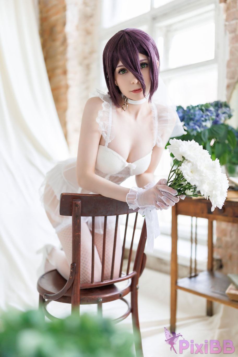 Cosplayer OwlLit chainsaw man Lesse wedding dress PixiBB.COM 008