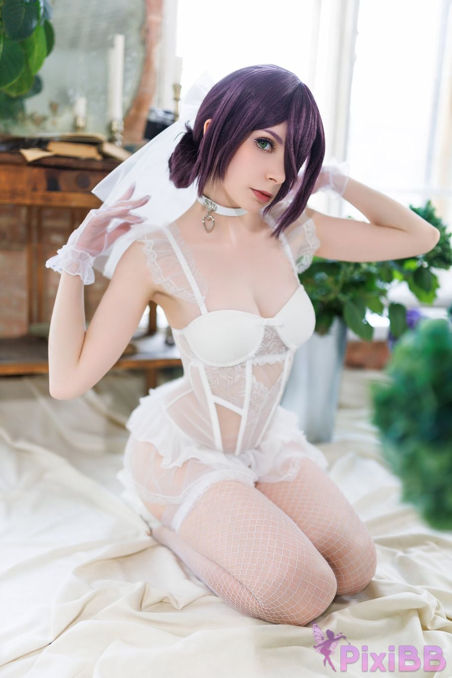 Cosplayer OwlLit chainsaw man Lesse wedding dress PixiBB.COM 017