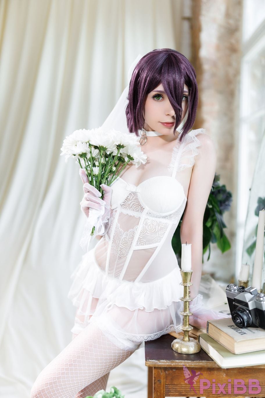Cosplayer OwlLit chainsaw man Lesse wedding dress PixiBB.COM 025