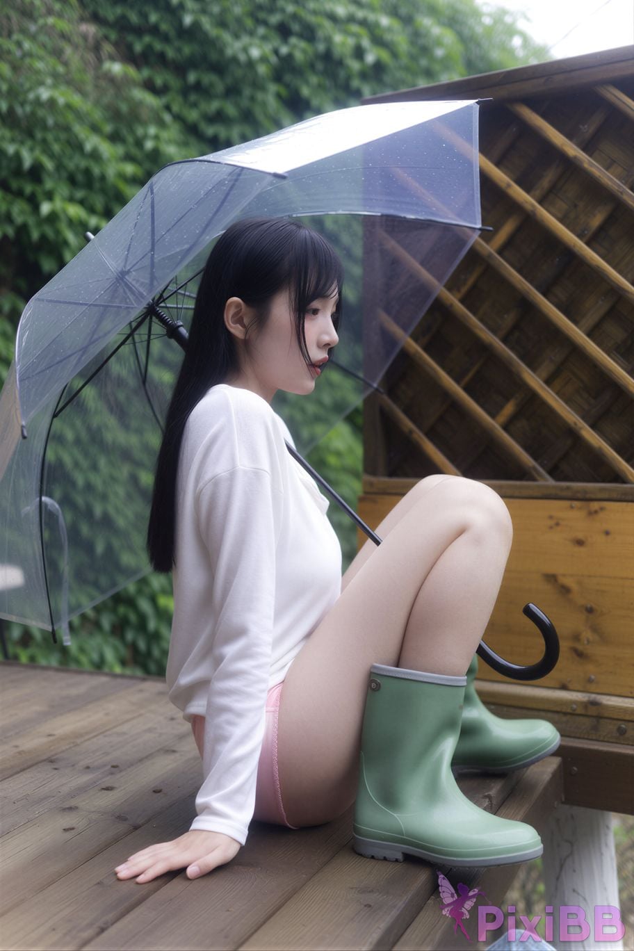 AI Enhanced MAXIM rina Momorina Wet In The Rain OUTSIDE PixiBB.COM 030